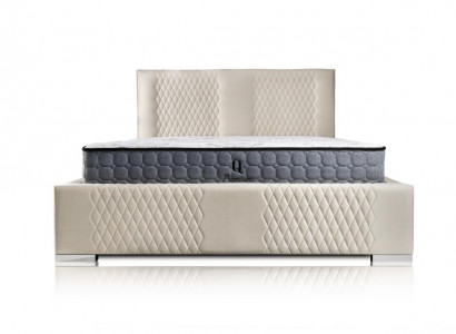 Łóżko Beige Podwójne łóżko Modern Luxury Łóżko Podkładka Materiał Sypialnia Modern New